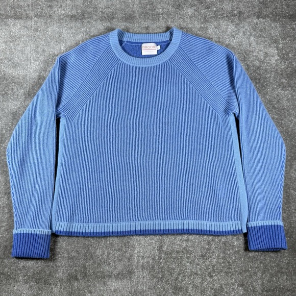 Brodie Sweaters - Brodie Sweater Women's Large Blue Cashmere Crew Neck Ribbed Romantic Soft Girl